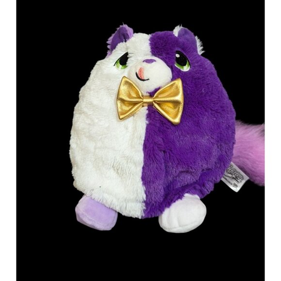Misfittens Get Meowt! Purple & White Kitten Round Plush Toy Gold Bowtie 9" Adora - Picture 4 of 7